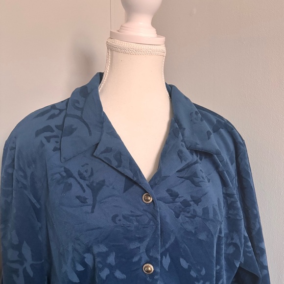 Diane Von Furstenberg Navy Velvet Blouse - Picture 9 of 10